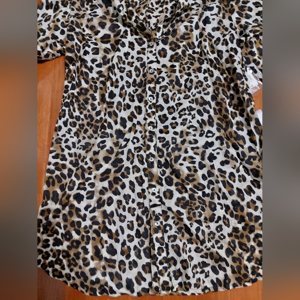 New Dex Women's Leopard Blouse Size S/P - Picture 4 of 9